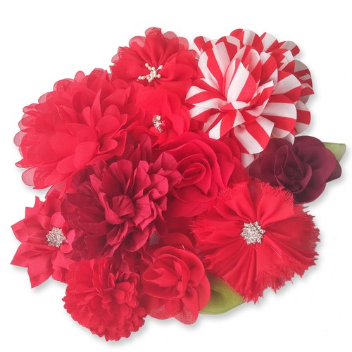 Red fabric flowers diy - fabric,