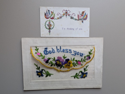 Old silk postcard ww1 god - silk,