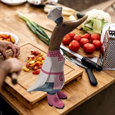 ChiselCraft Hand Carved Wooden Bamboo Root Duck Mommy Chef Carved Wood Duck Cook