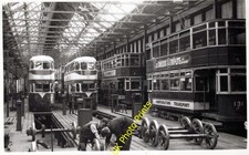 Tram Photo 6x4- Trams in Depot Workshop under repair Aberdeen c1955