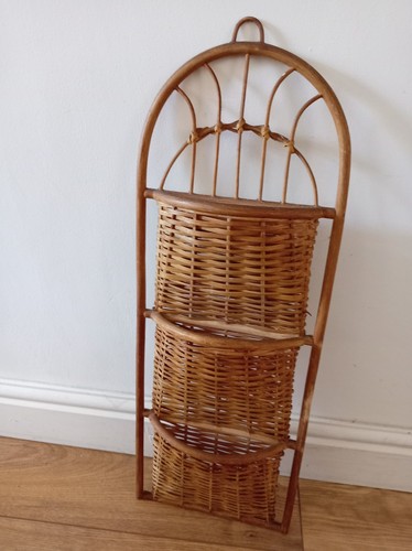 Vintage wicker wall basket - vintage,