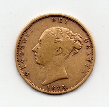 1873 Gold Half Sovereign, Victoria young head