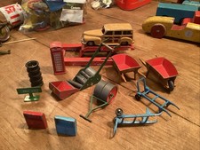 Job Lot Dinky Items Car Phone Box Sack Trucks Wheel Barrows Oil Air Tyres Mower 