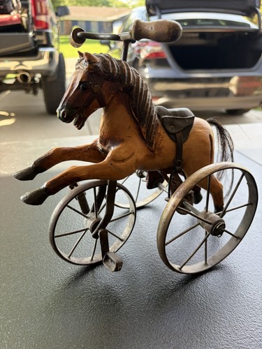 Vintage wooden horse tricycle - vintage,