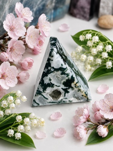 Geode mossy moss agate crystal - mossy,