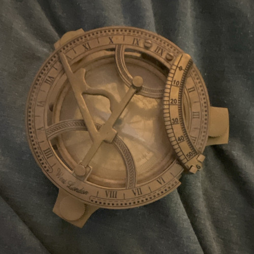 Brass portable sundial compass - portable,
