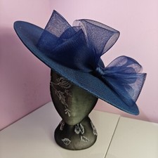 navy blue large fascinator headband wedding hat  Kentucky Derby Royal Ascot bow