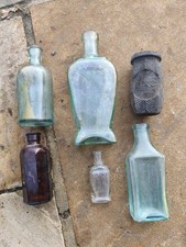 Vintage Glass Bottle Collection Bundle 7 Assorted Antique Bottles Collectibles