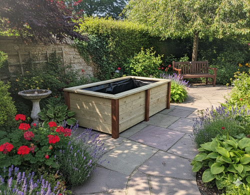 Large wooden garden pond water - large, pond/water