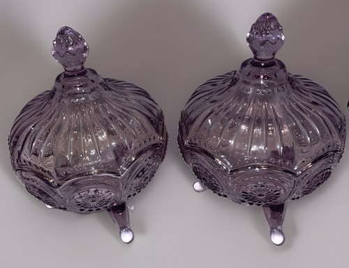 Pair vintage amethyst pressed - pair,
