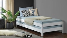 3-in-1 White Stacking Guest Bed -Converts to 2 Single Beds or Seat -Space Saving