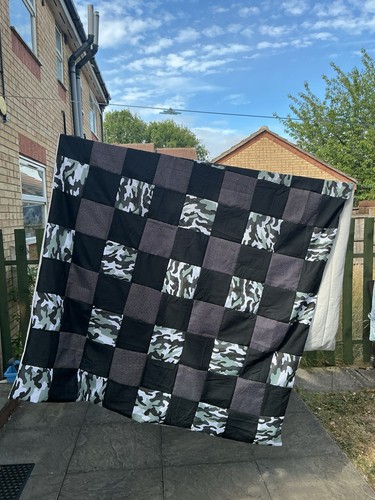 Handmade patchwork quilt black - handmade,