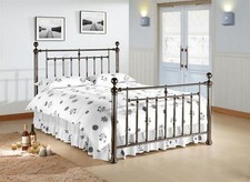 Antique style black polished nickel finish traditional metal bed frame bedstead