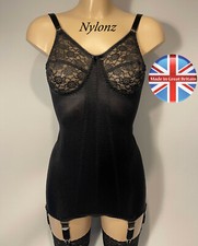 Classic PANTY Corselette / Full Girdle / Body Briefer 6 Strap BLACK - NYLONZ UK