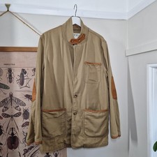 VTG Orvis Jacket Mens Size 40 Beige Zambezi Safari Leather Trim Chore Utility