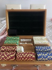 Vintage Poker Set in Designer Wooden Box - 300  Chips