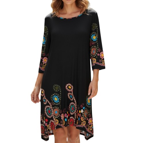 Reborn womens black floral 4 - black, 3/4