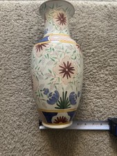 Large Floral Vase. Colorful Asian Vase. Vintage Chinese Style Tulip Vase.
