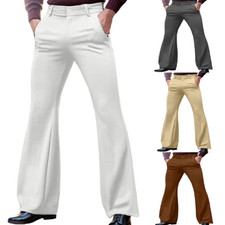 Men Disco Pants Bell Bottom Strench Trousers Casual Business Vintage flare Pants