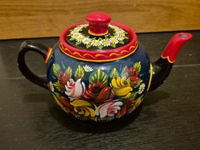 R D Westwood 2000 Hand Painted Blue (2) Barge Ware Teapot