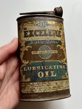 HOC Excelene lubricating advertising bicycle cycle oil can tin / motor garage