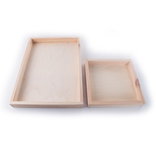 Wooden shallow tray display - wooden,