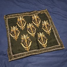 Indian Handmade Silk Cushion Cover 38x38cm black beaded gold thread 