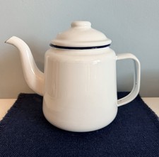 Vintage enamel teapot white - enamel,