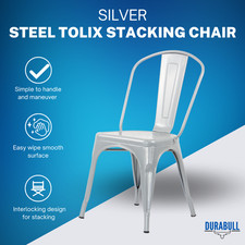 Tolix Steel Stacking Chairs – Silver