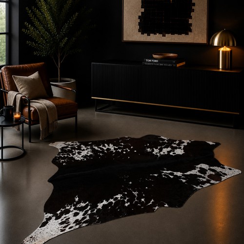 Genuine brown white cowhide - genuine,