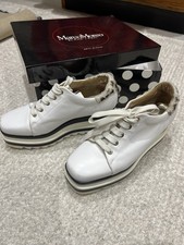 Marco Moreo Women's White Leather Platform Sole Trainers Size 37/UK4