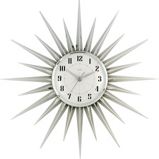 Sunburst Wall Clock, Silver