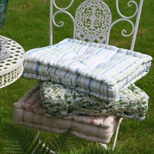 Sets of 2 Waterproof Outdoor Garden Box Cushions Tie On Fabric Patio Seat Pads