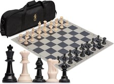 Yellow Mountain Imports Regulation Tournament Roll-Up Staunton Chess Game Set (
