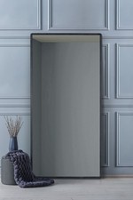 Black Oak Rounded Corner Leaner Wall Mirror - 71" x 35" 180x90cm MirrorOutlet