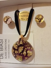 Murano Glass Matching Earrings And Necklace Set (Bought In Rome) NEW