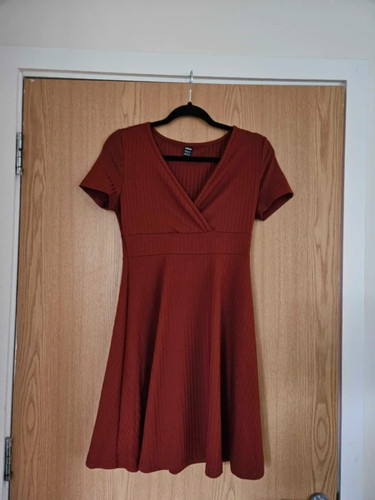 Shein surplice neck dress rust