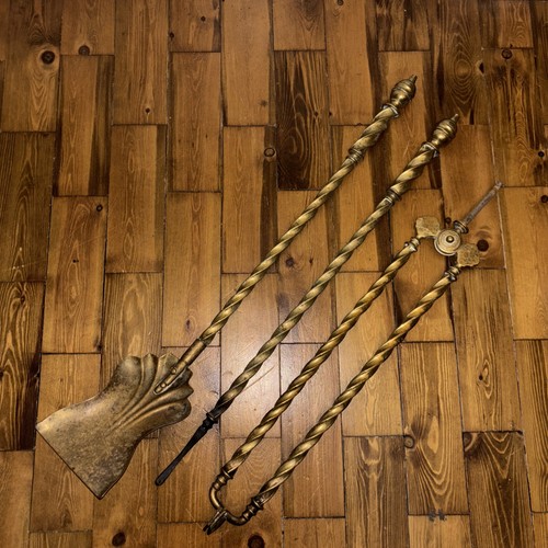 Antique brass fire companion - antique,