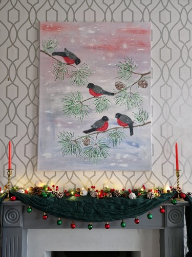 Bullfinches acrilic original - acrilic,