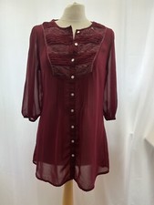 Falmer Heritage Burgundy Women's Blouse Size 12 3/4 Sleeves
