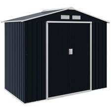 Outsunny 7 x 4ft Garden Shed Storage with Foundation Kit and Vents, Dark Grey