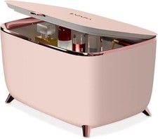 LVARA Pink Mini Fridge 9 Litre, Portable Skincare Fridge Quiet, AC power Makeup