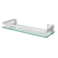 Tempered Glass Shelf with Aluminium Rail 1 Tier Wall Mounted Bathroom Shelf| M&W