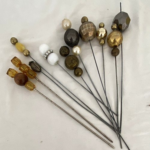 Vintage bead hatpins mixed - hatpins,