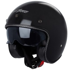Jet Helmet Cafe Racer Open Face Motorcycle SunVisor Custom Scooter Black
