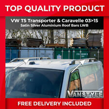 FITS VW T5 TRANSPORTER 03-15 SILVER ALUMINIUM LWB ROOF RAILS BARS SET NO DRill