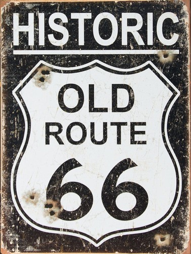 Old route retro metal sign - old,