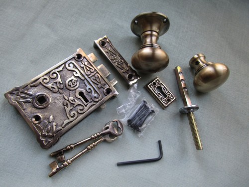 Rustic door rim lock - , knob