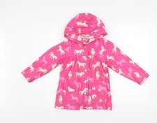 Hatley Girls Pink Horse Print Hooded Rain Coat Jacket 5 Years
