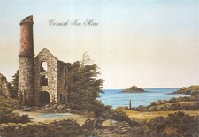 KEVIN PLATT PAINTINGS CORNISH TIN MINE TOPOGRAPHICAL POSTCARD UNUSED V GD MINT
